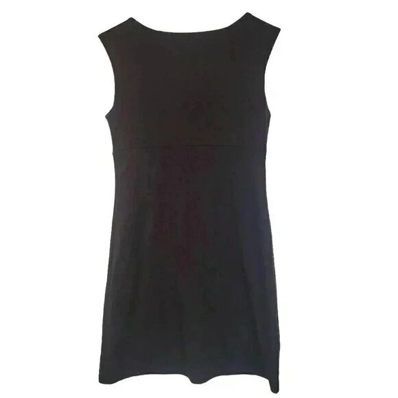 Aqua Women's Black Poly Knit Boat Neck Dress w Pockets - Picture 4 of 8